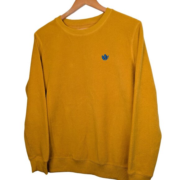Dutch Bros Mens Sweatshirt Medium Yellow Crewneck Cotton Logo Embroidered - Picture 5 of 8
